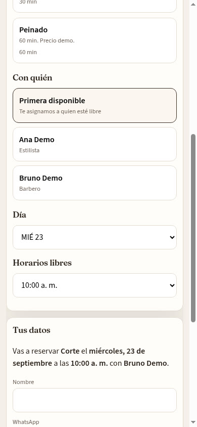 Staff, día y hora
